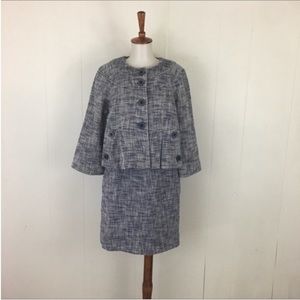 Tibi Tweed Sleeveless Sheath Dress & Swing‎ Blazer Suit 8/10 Cotton Linen